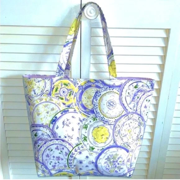 Hand Crafted Purple Mandala Floral Tote Fabric All Purpose Carry Shoulder Purse - Picture 3 of 7